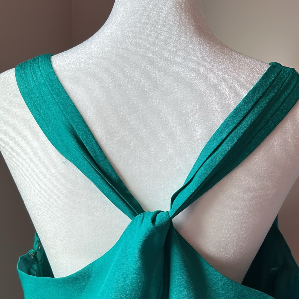 New J. Crew Factory Emerald Green Twist Back Racerback Shift Tank Dress Size 10 - Picture 3 of 8